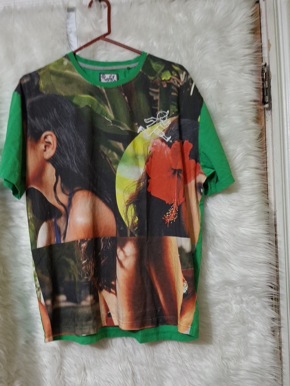 Green Floral Graphic AdultT‑Shirt